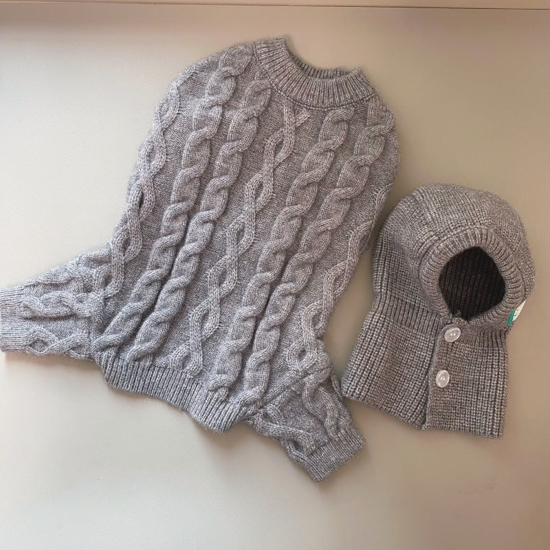 Pet Four-leg Knitted Warm Sweater With Hat Suit