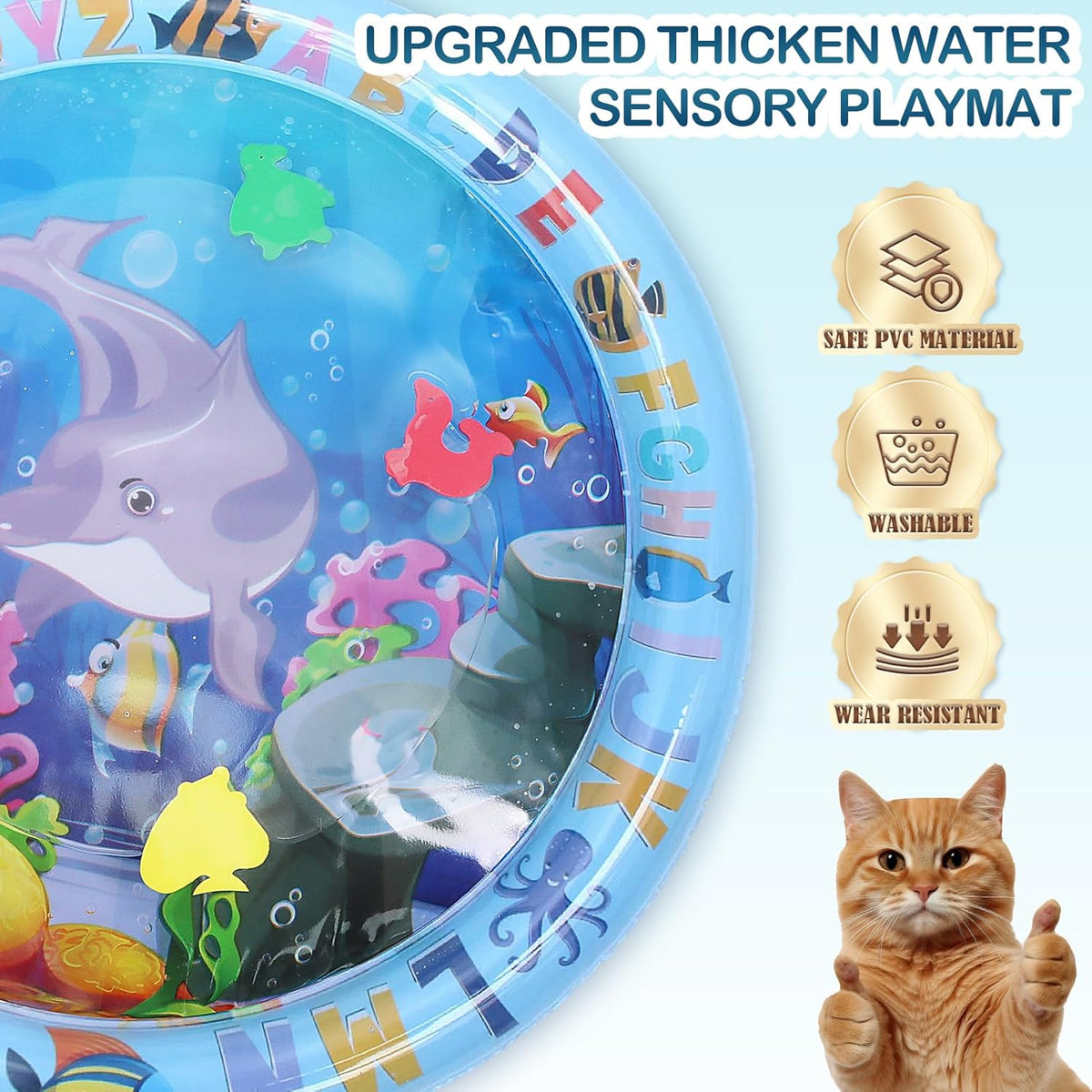 Water Sensory Playmat For Cats Thickened Upgraded Cat Dog Toys Bored Pet Animals Cat Kicker Toys Self Play Mat Interactive Toys Pet Water Sensory Mat