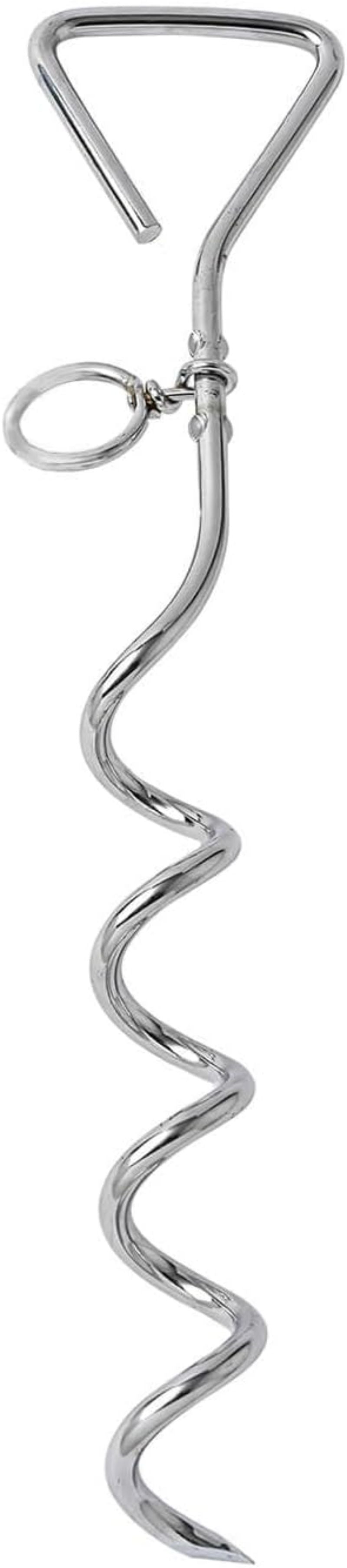 Dog Tie Out Stake Durable Silver Spiral Anchorstake Secure Outdoor Tethering For All Cable Leash Chain Camping Yard Rust Resistant Easy Installation