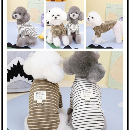 Puppy Clothing Pet Supplies Pull Ring Striped Bottoming Shirt