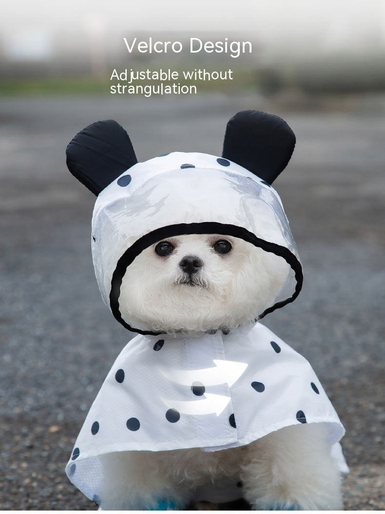 Summer Full Printed Polka Dot Bear Dog Poncho