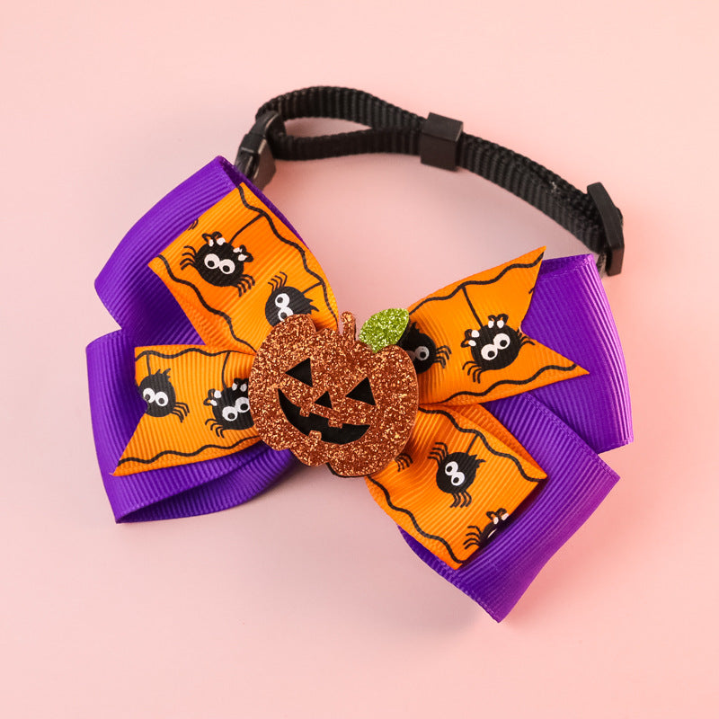 Pet Cat Dog Pumpkin Bow Tie Big Bell Decorations