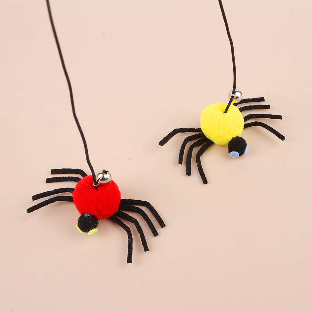 Cat Pet Toy Hanging Door To Relieve Depression Swinging Hanging Elastic Rope Feather Playing Stick Bell Spider