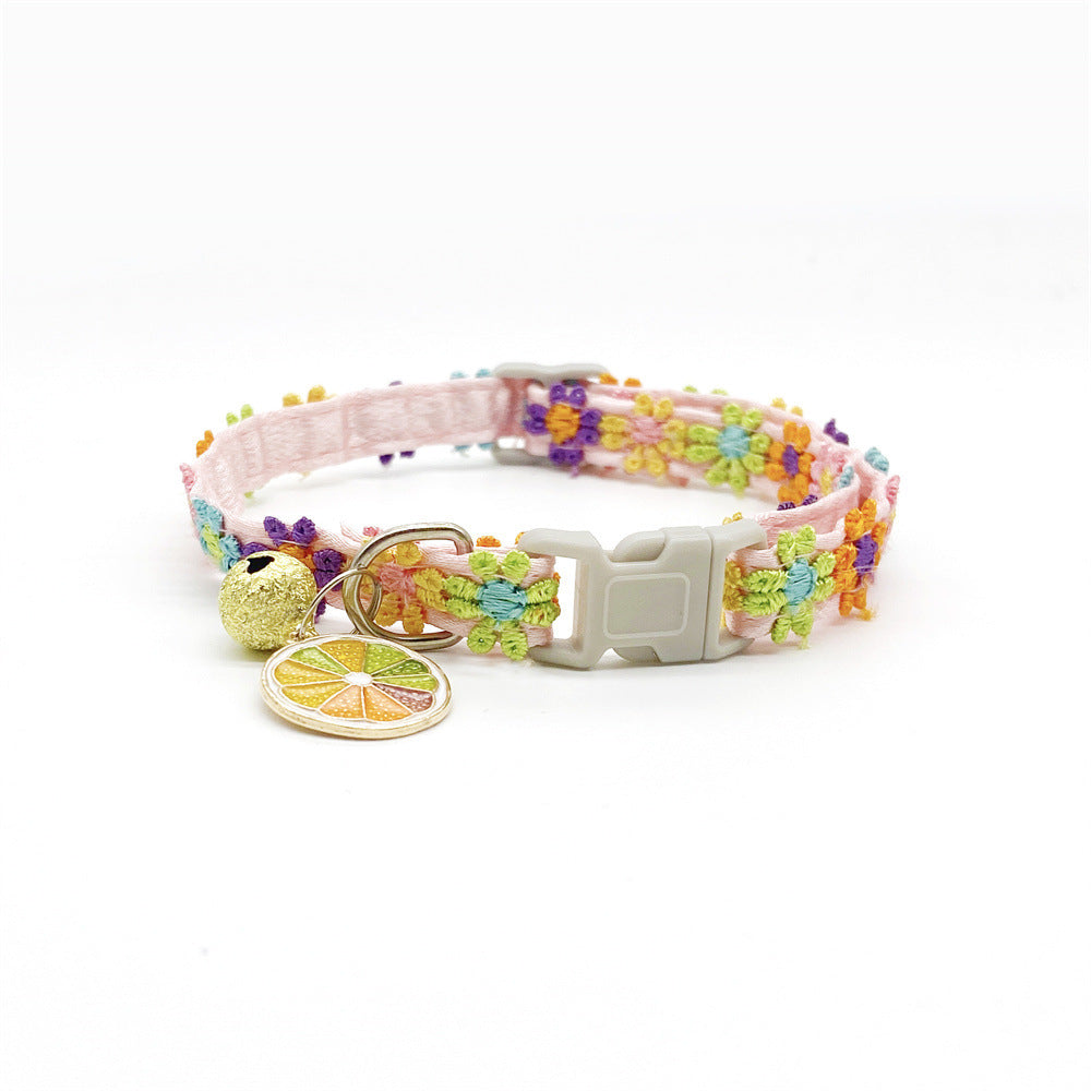 Pet Necklace Colorful Lace Flower Cat Collar Puppy Jewelry Collar Bell Collar Cat Collar