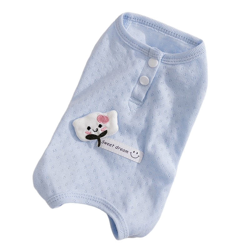 Spring And Summer Dogs, Small And Medium-sized Dogs, Simple And Fashionable Fabric Label Baby Belly Clothes, Cat Four-legged Air-conditioned Suits