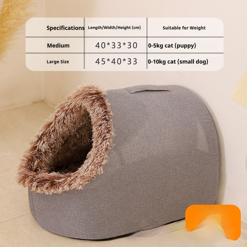 Stylish Thickened Insulated Enclosed Cat Bed