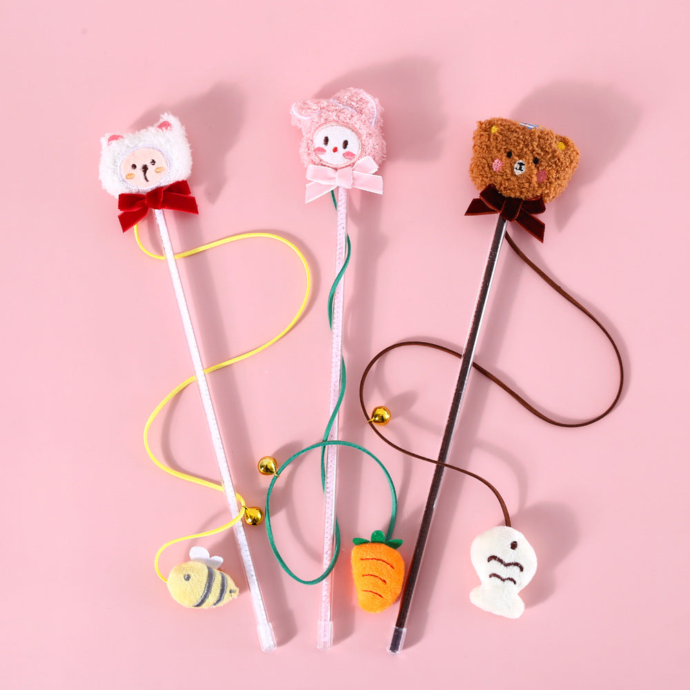 Cartoon Plush Bell Cat Teaser Interactive Sound Toy