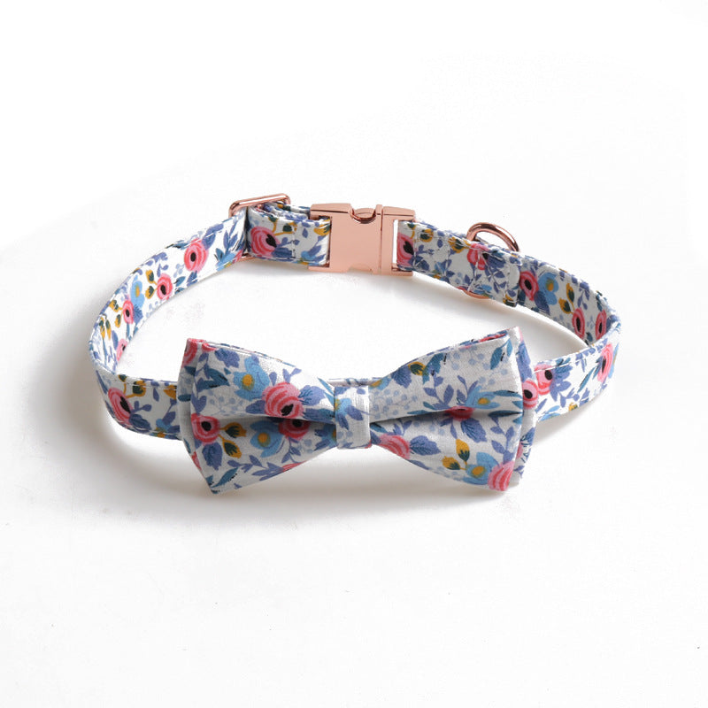 Pet Collar Full Metal Rose Gold Buckle Bow Collar