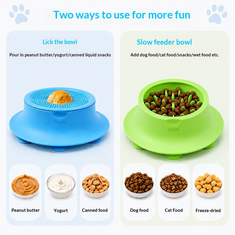 Wet Food Slow-Feeding Bowl For Cats And Dogs Silicone With Suction Cup