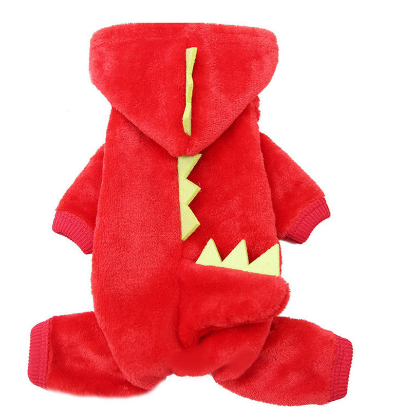 Coral Fleece Dog Clothes Dinosaur Transformed Into Pet Clothes
