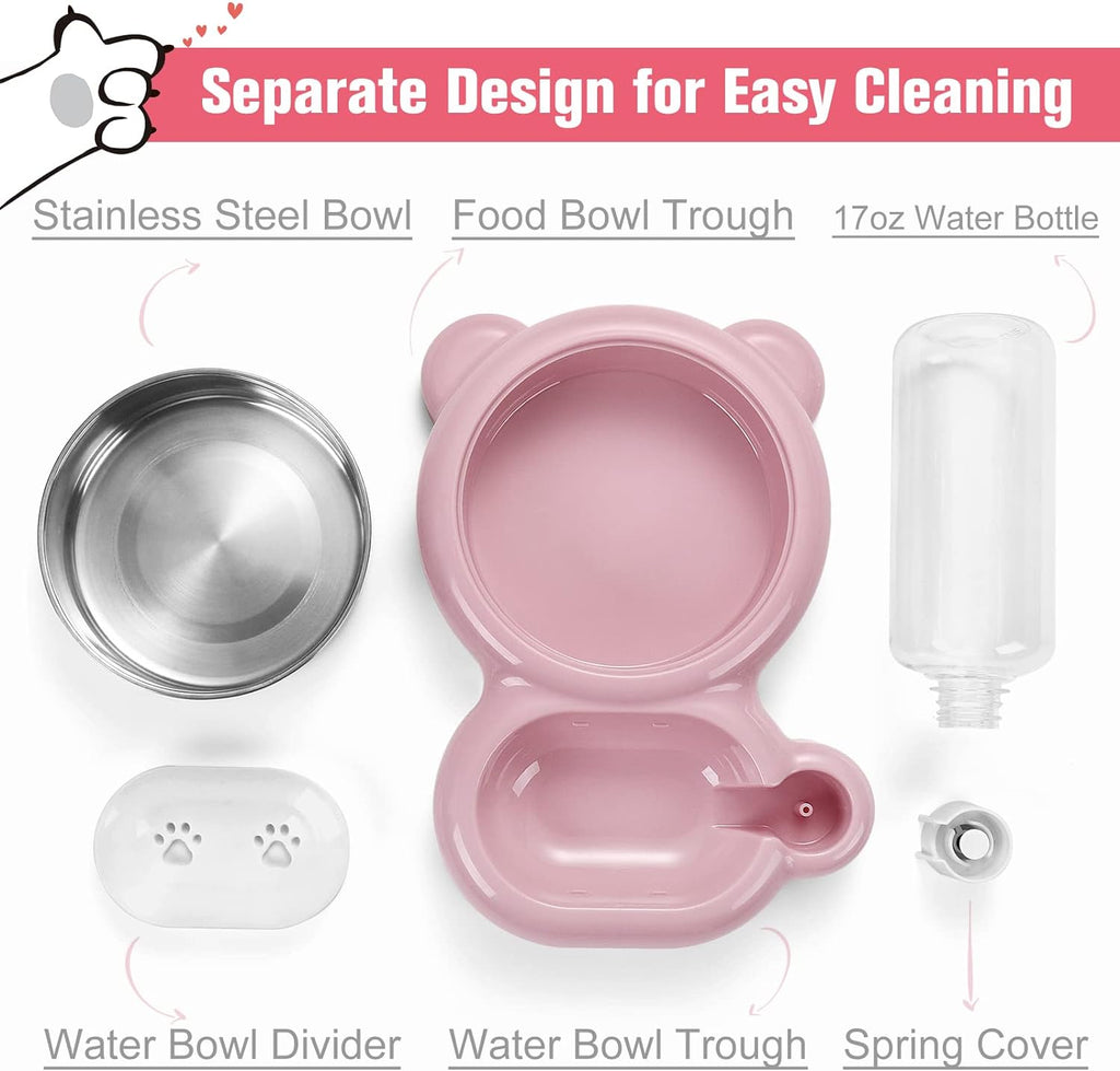 Dog Bowls Cat Food And Water Bowl Set With Water Dispenser And Stainless Steel Bowl For Cats And Small Dogs