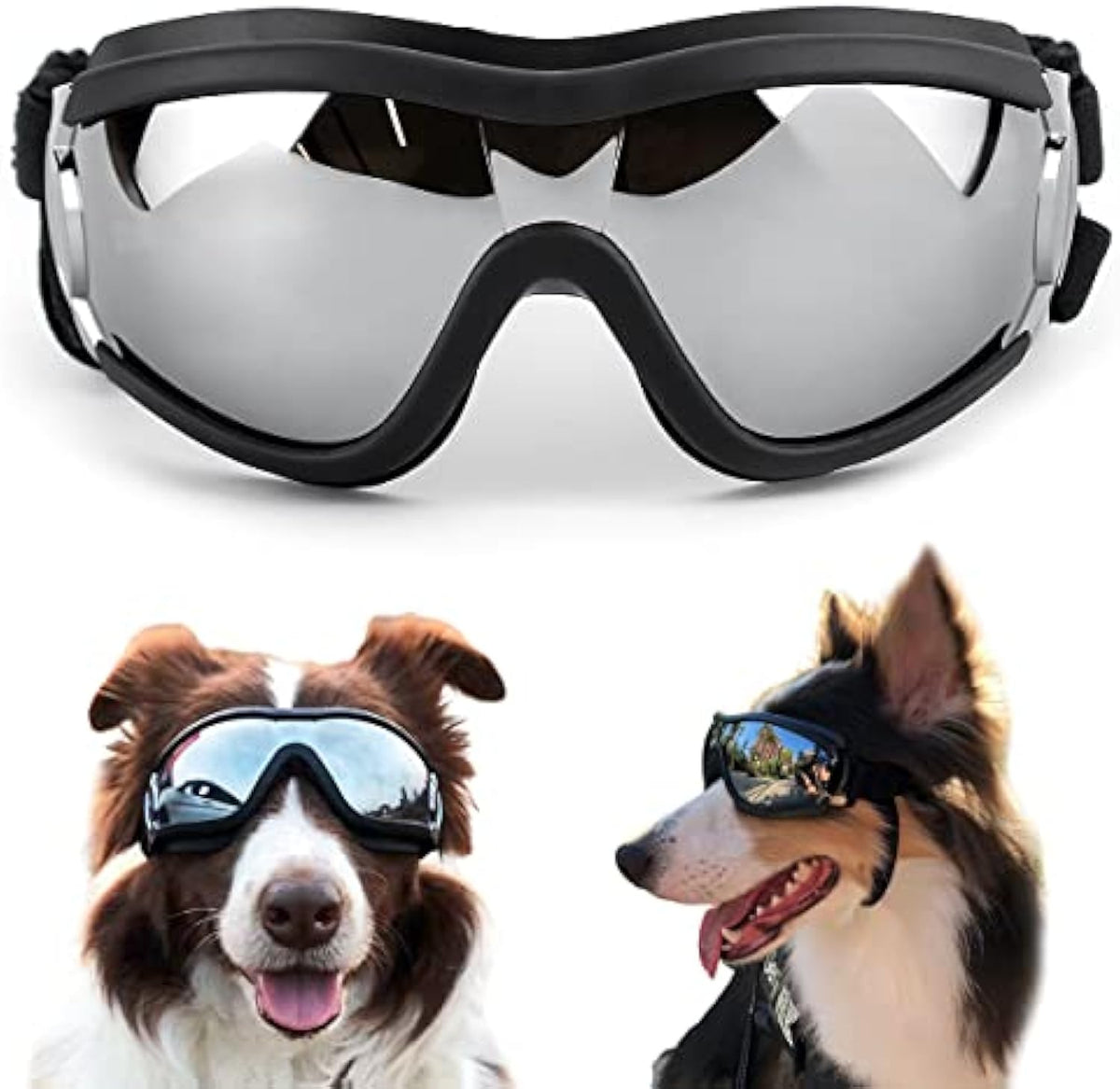 Stylish Windproof Dog Sunglasses Handsome Pet Goggles For Large Medium Breeds With Sun Protection Anti Fog & Adjustable Strap For Driving Swimming