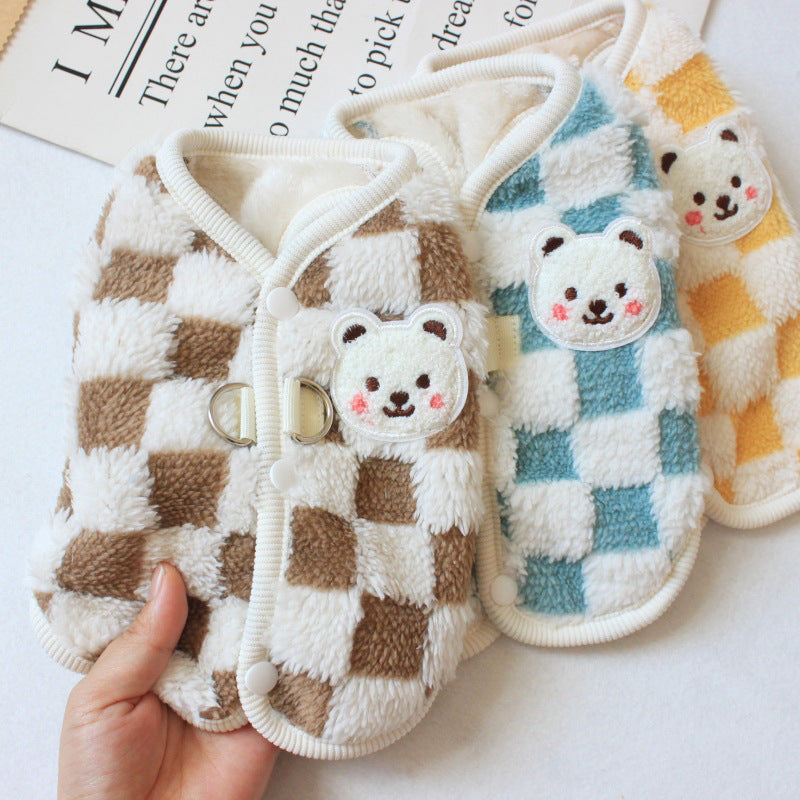 Dog Clothes Hand Holding Rope Fleece-lined Warm