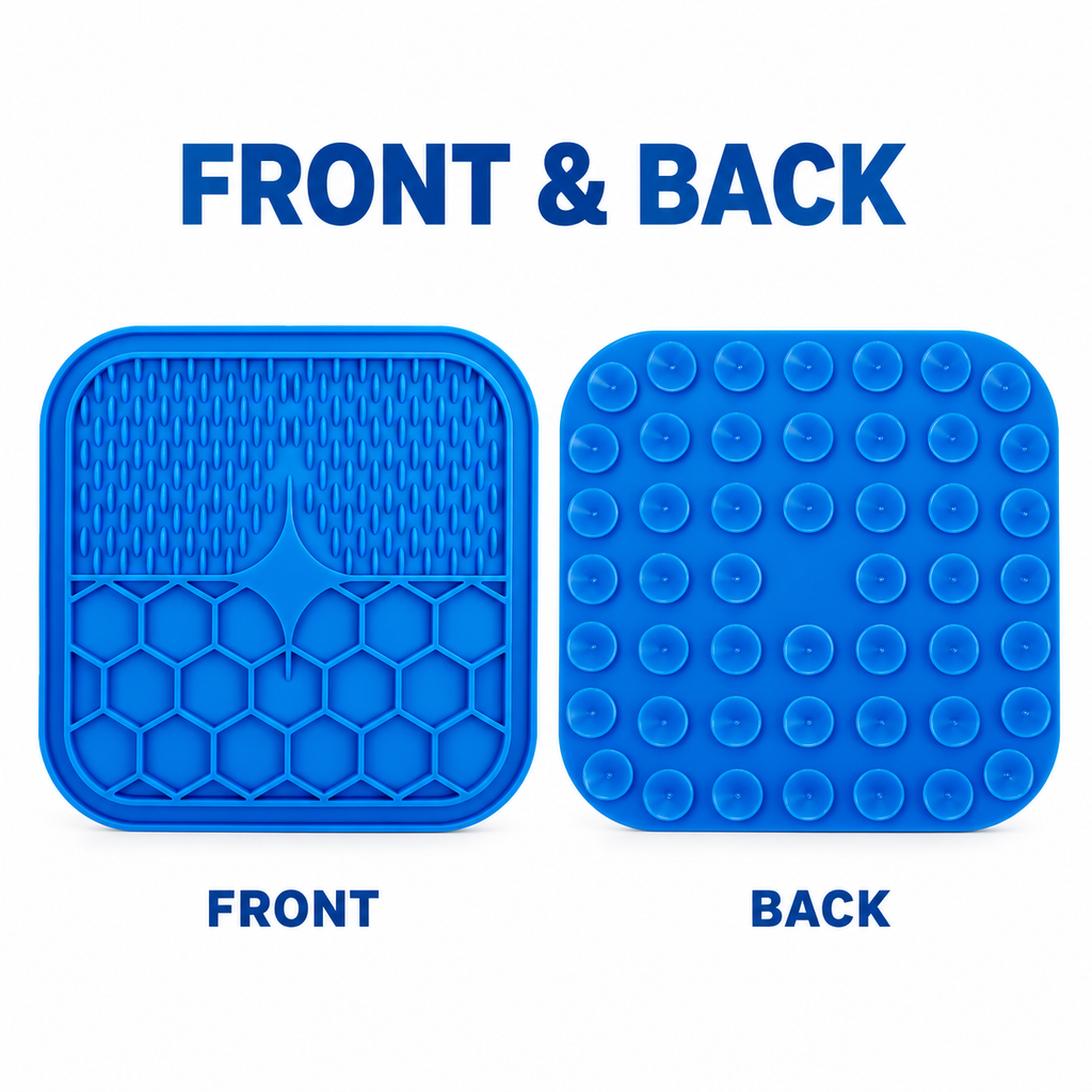 Dual Texture Pet Lick Mat For Dogs And Cats, Square Feeding Pad With Suction Cups, 15 X 15 Cm