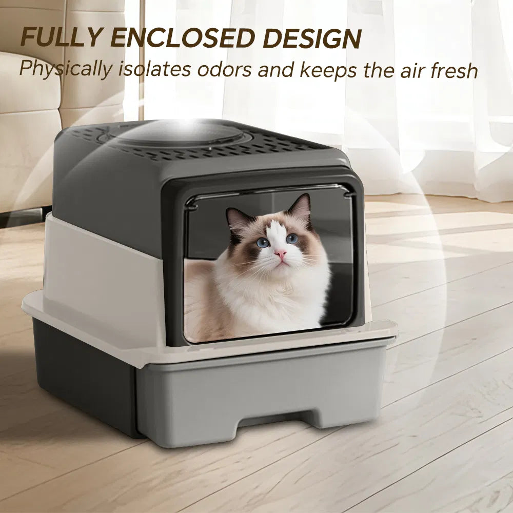 Top-Rated Cat Litter Box, Pull-Out Drawer, No Scoop Needed, Fits Modern Home Decor