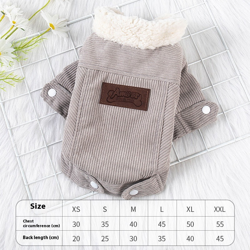 Dog Clothes Autumn And Winter Fleece Lined Padded Warm Keeping Lambswool Vest Cat Pet Clothing