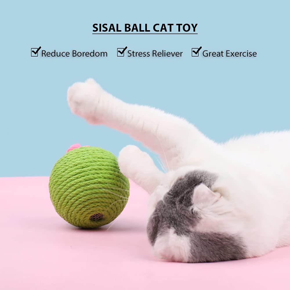 Interactive Tumbler Cactus Cat Scratcher Ball Catnip Toys Natural Sisal Scraper Tree Tower For Cat Indoor Play Hunting Exercise