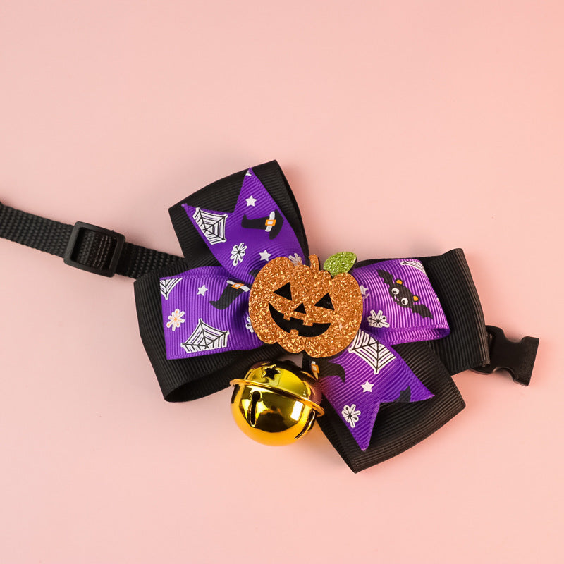 Pet Cat Dog Pumpkin Bow Tie Big Bell Decorations