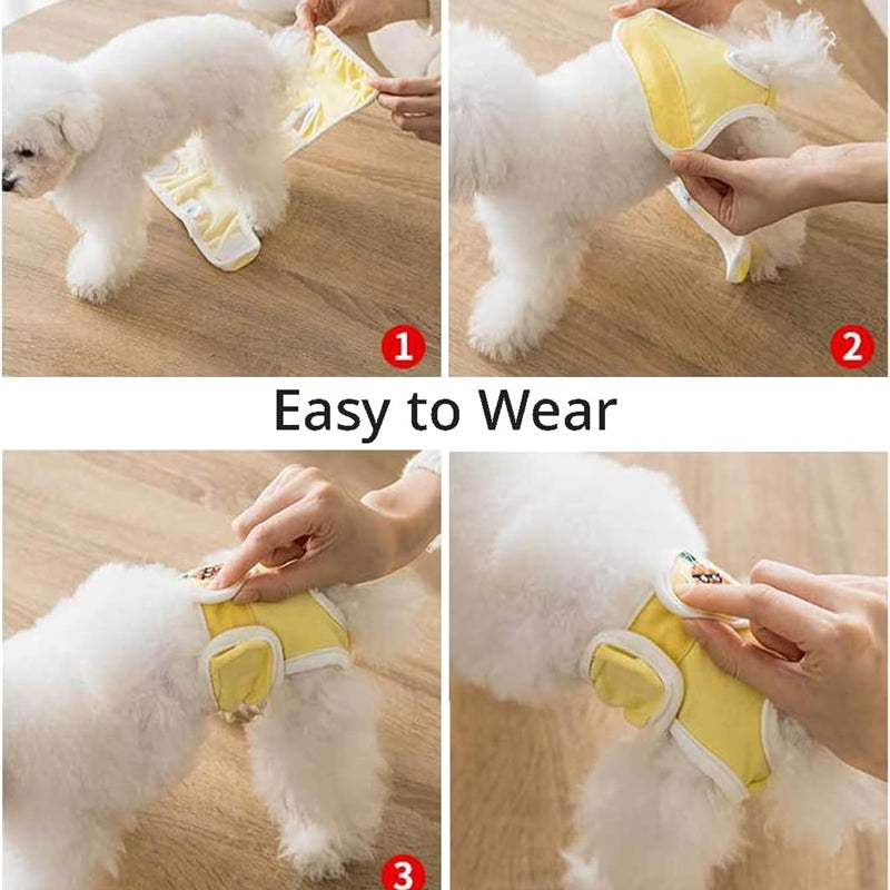 New Washable Dog Physiological Pants Leakproof Cartoon Dog Menstrual Pants Reusable Breathable Pet Diaper Pet Supplies