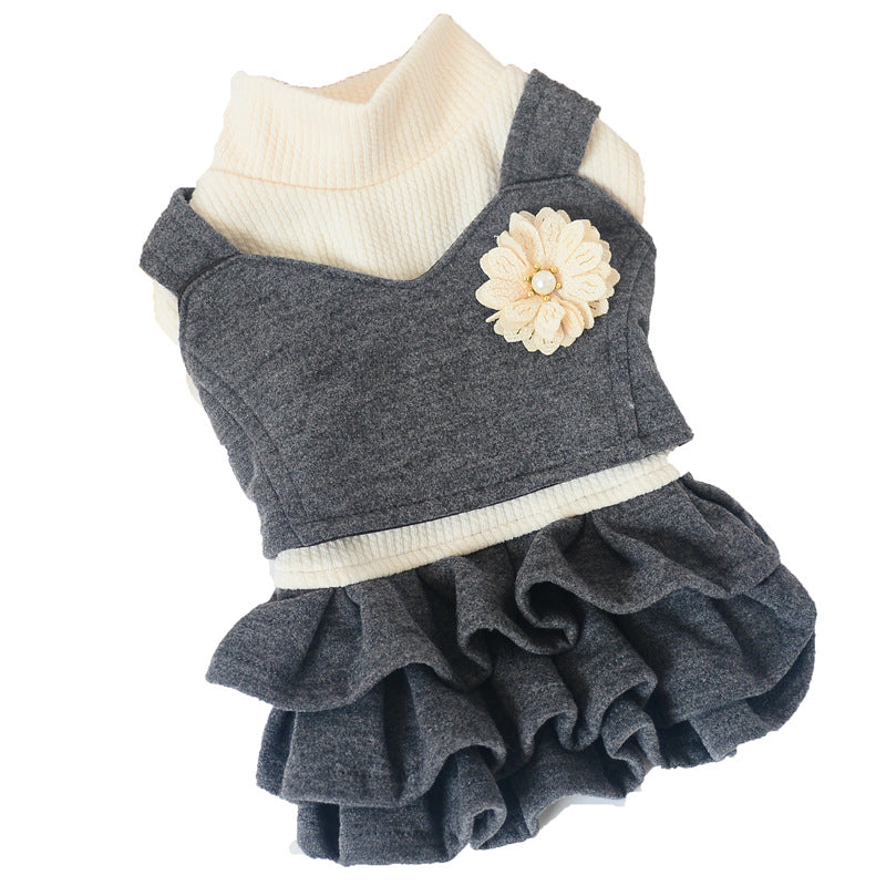 Korean Style Woolen Princess Dress Dog Clothes Teddy