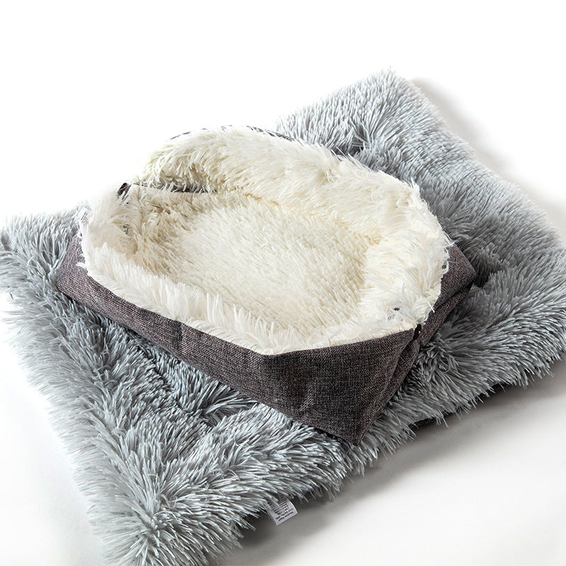 Long furry button cat nest small autumn and winter dual-use warm