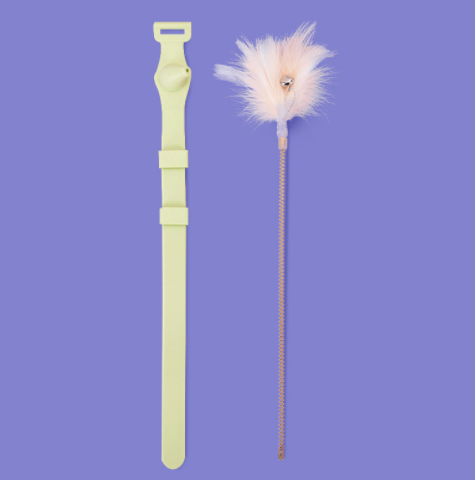 Collar Feather Funny Cat Stick With Bell Tied Neck Selfhealing Bite Resistant Kitten Toy