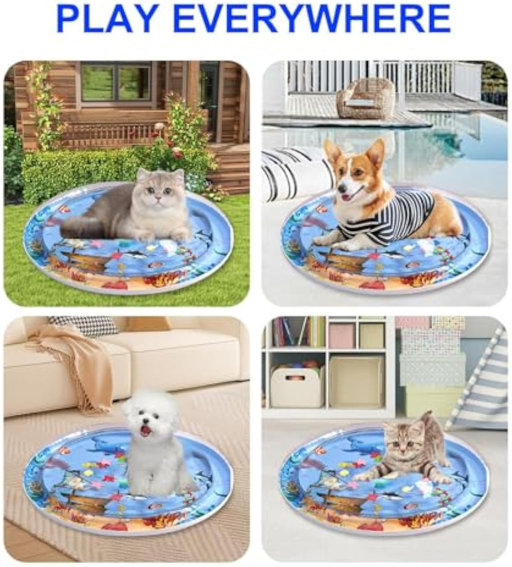 Cat Water Mat Upgraded 0.5mm Thickened Cat Sensory Water Palymat, Anti-Scratch Design Pet Water Mat For Bored Indoor Cats, Cat Interactive Toys With