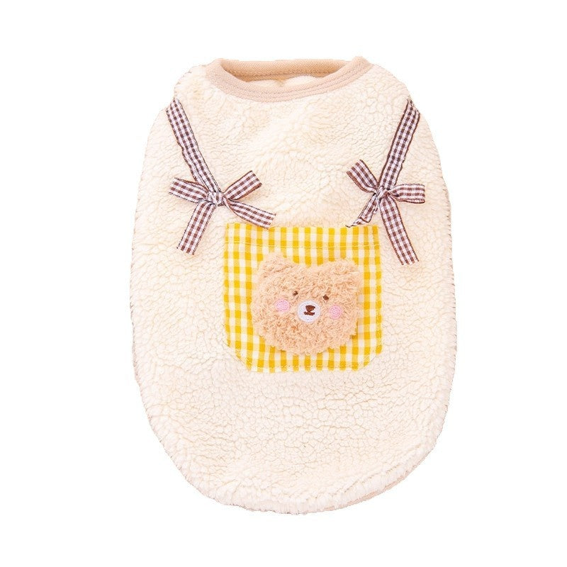 Cute Autumn Winter Dog Hoodie With A Little Bear Pocket