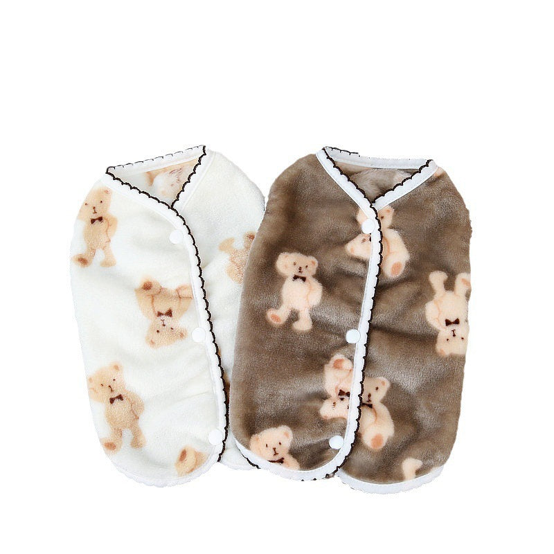 Crescent Bear Warm Fluffy Vest Teddy Cute Pet Dog Clothes