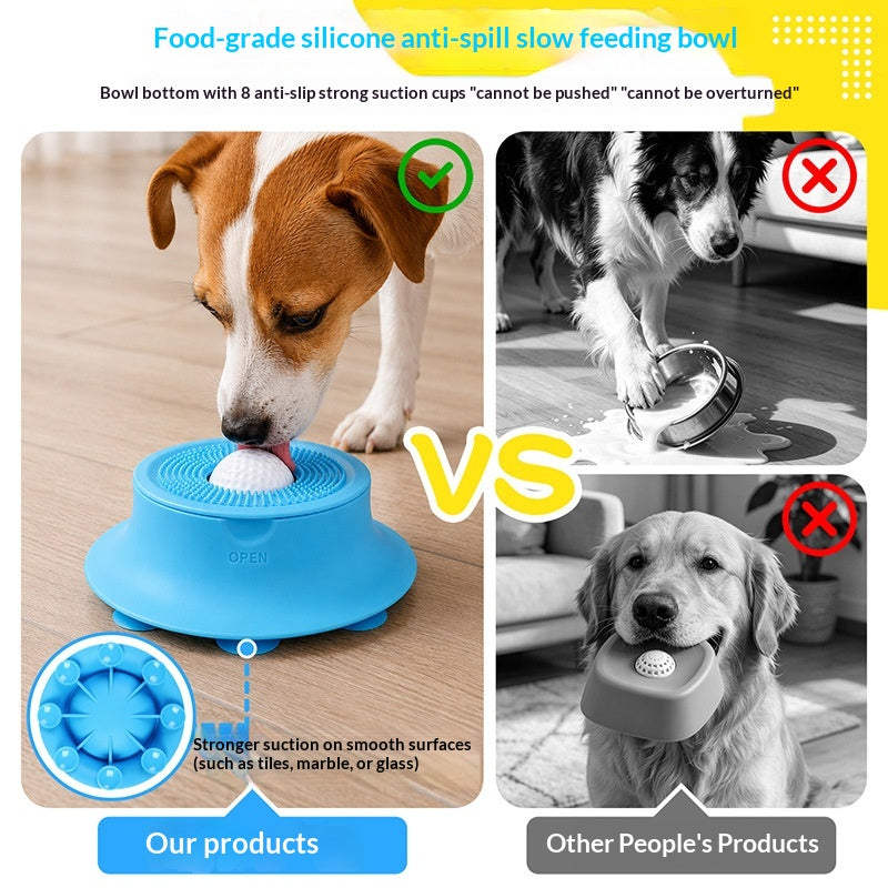 Wet Food Slow-Feeding Bowl For Cats And Dogs Silicone With Suction Cup