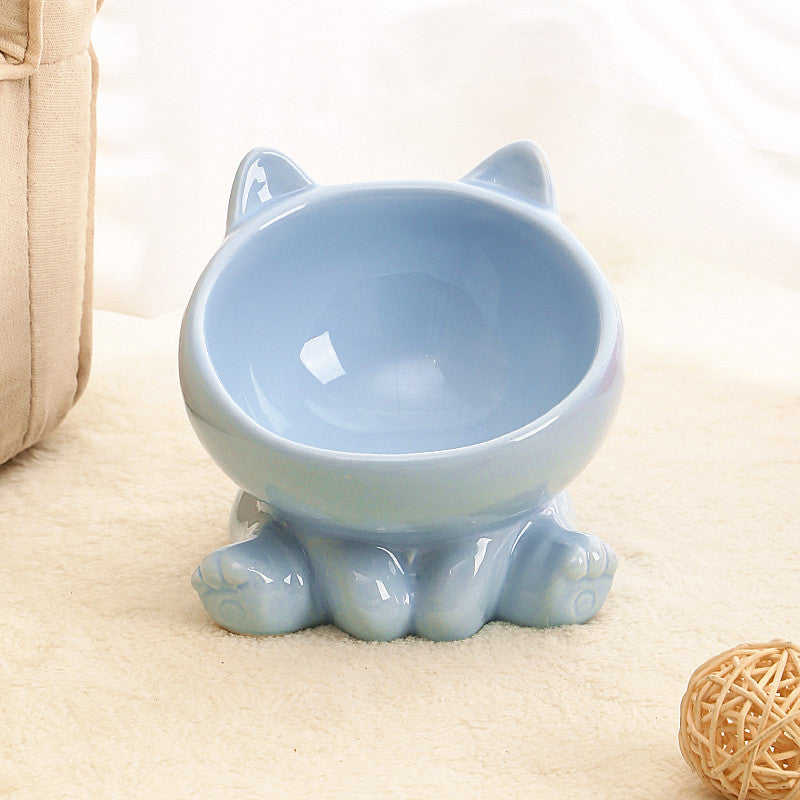 Pet Dogs And Cats Bevel Ceramic Neck Bowl