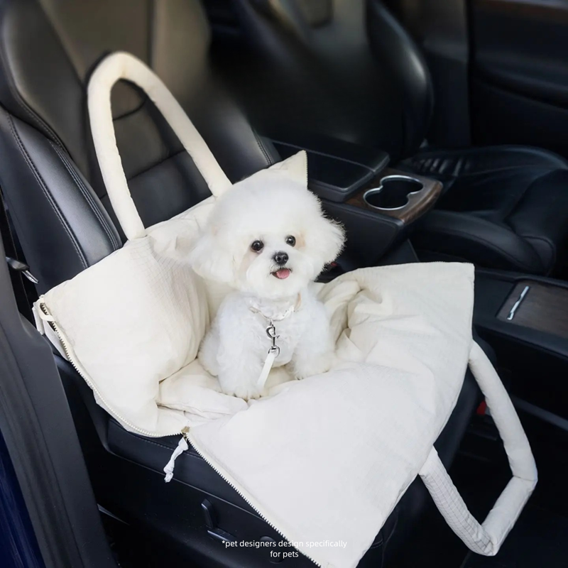 Dog Car Seat Pet Carrier With Adjustable Safety Leash For Small Dogs Puppies Cats,Portable Center Console Dog Car Seat