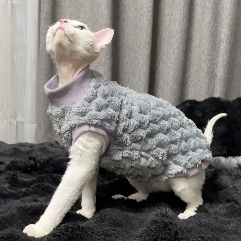 Hairless Cat Warm-Keeping Thickened Soft Coral Fleece Long-Sleeve