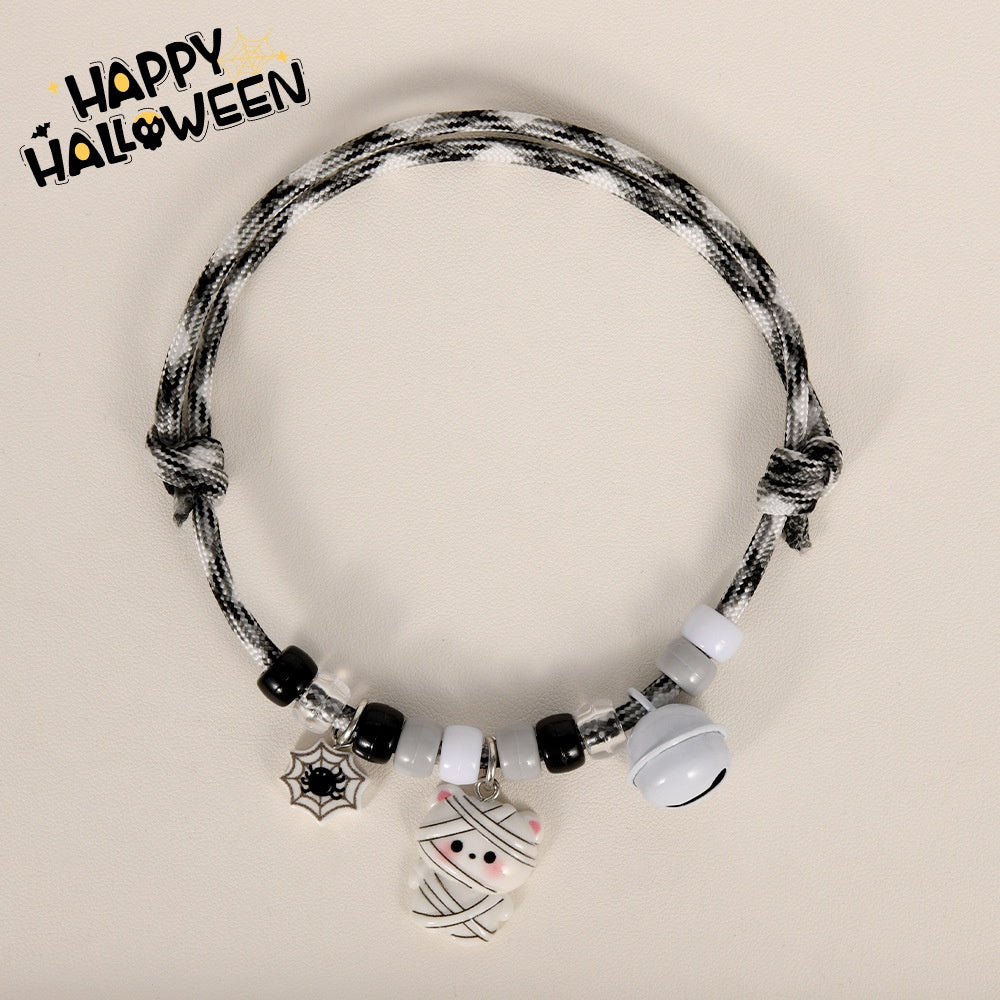 Halloween Cat And Dog Collar Hand-knitted Pumpkin Design Adjustable
