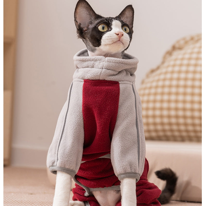 Cat Clothes Are Warm And Fluffy In Winter, Providing Warmth For Kittens In Autumn And Winter. Four-legged Fleece Jackets For Small And Medium-sized