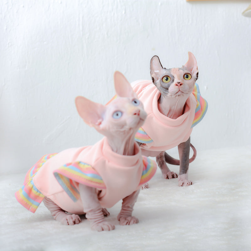 Sphynx Cat Shirt With Ruffles Soft Breathable Velvet