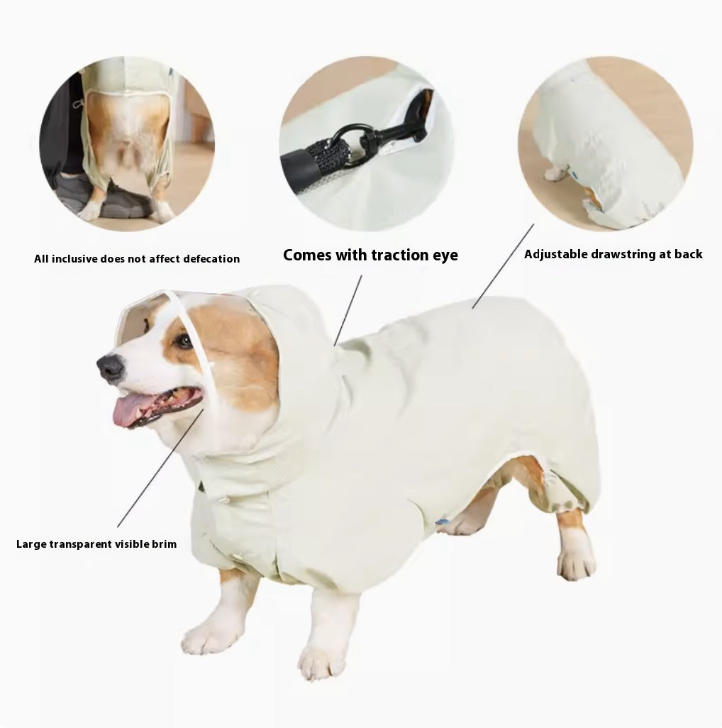 Waterproof Splash Proof Four-leg Raincoat For Dogs