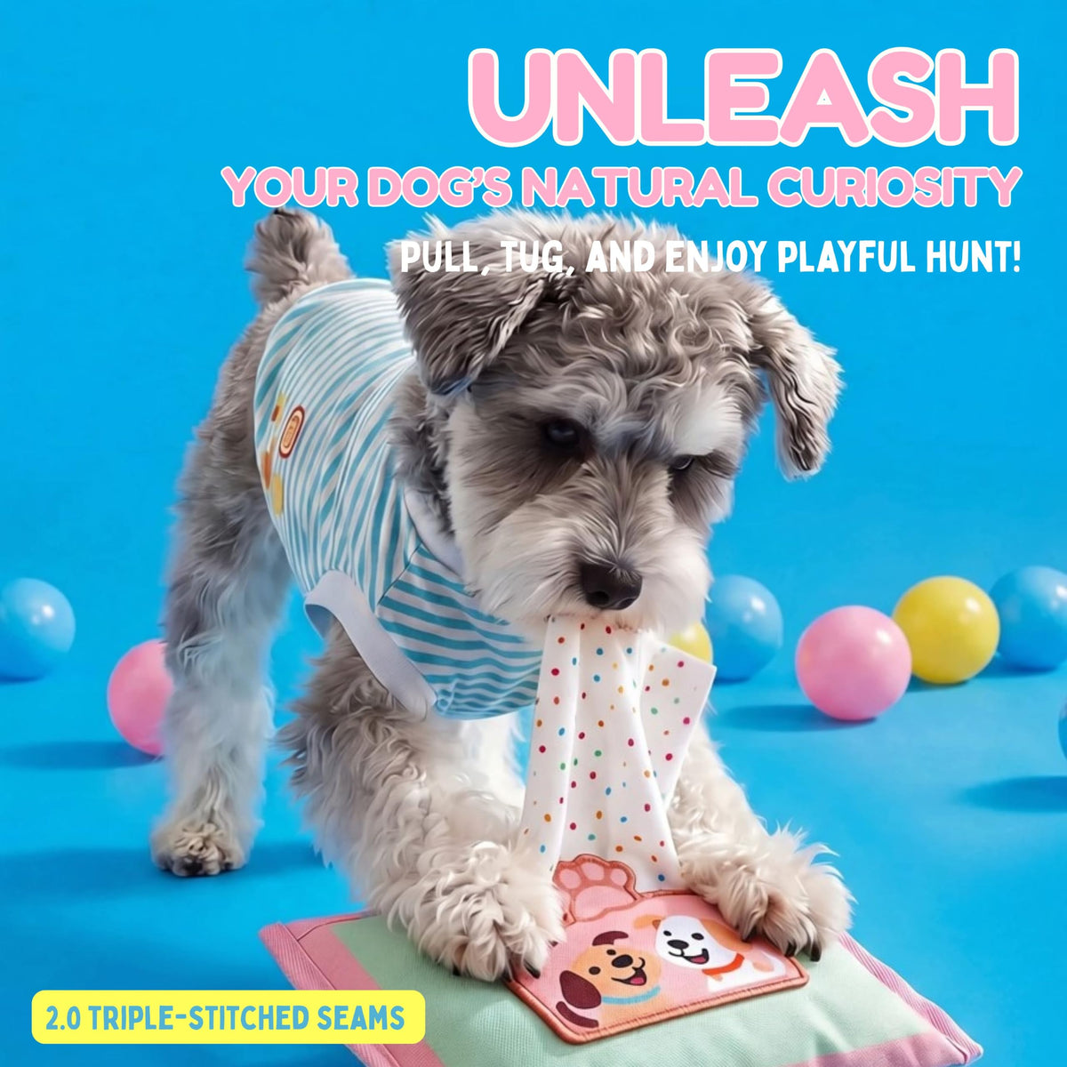 Interactive Dog Snuffle Wipe Puzzle Toy Quality Tested, Reinforced Stitching Anti-Boredom Mental Stimulation Slow Feeding & Enrichment Game Small