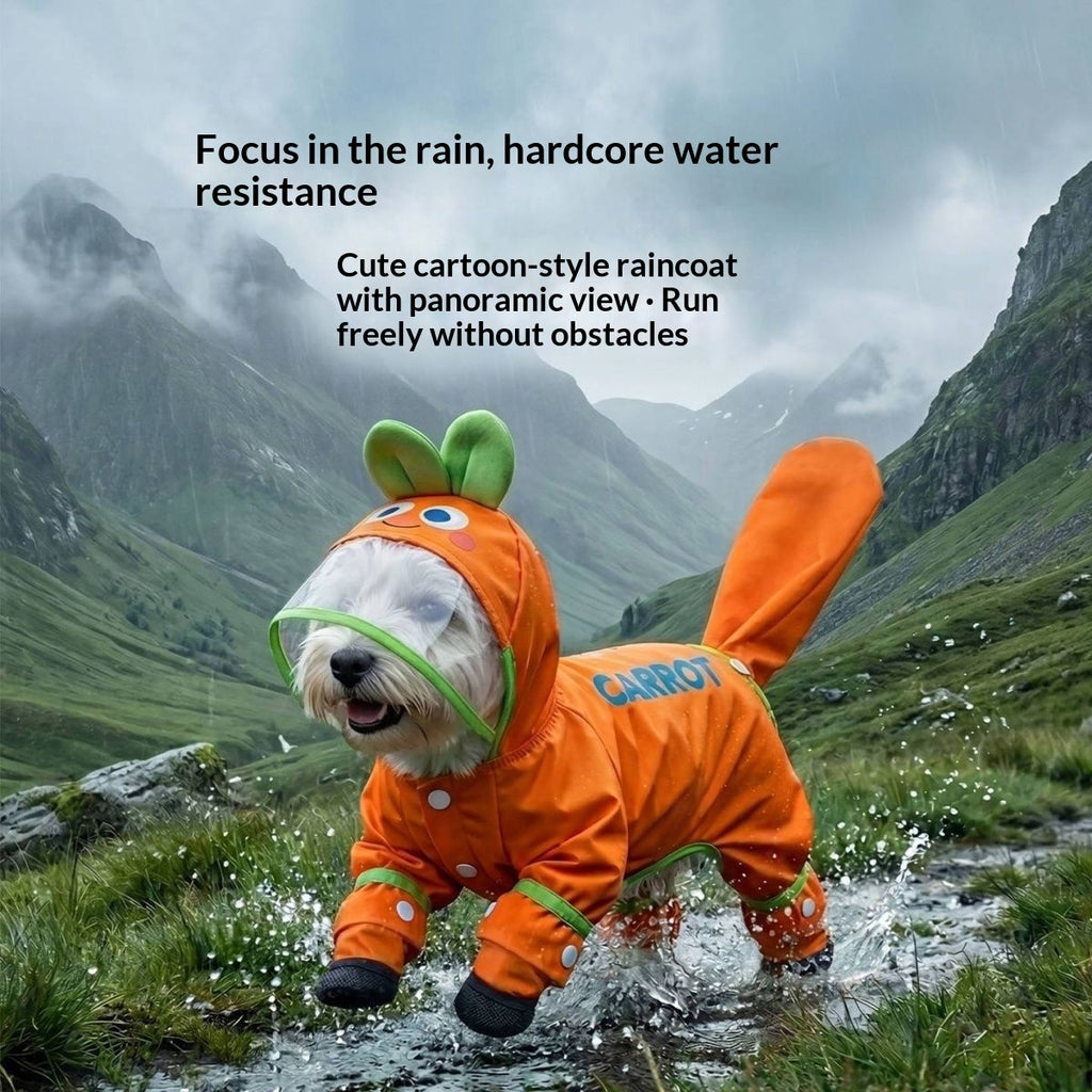 Teddy Bichon Medium- And Small-Breed Dog Rain Cape With Attached Feet