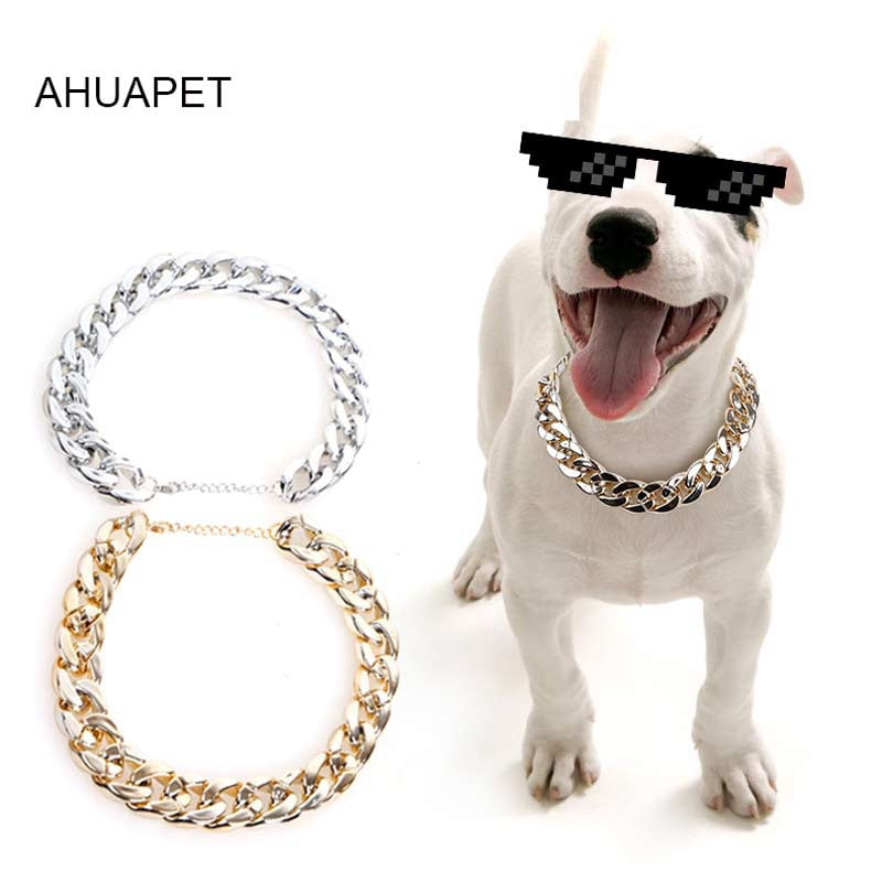 Dog Gold Color Chain Chain Buckle Small And Medium Size Dog Collar Pet Necklace Ornament