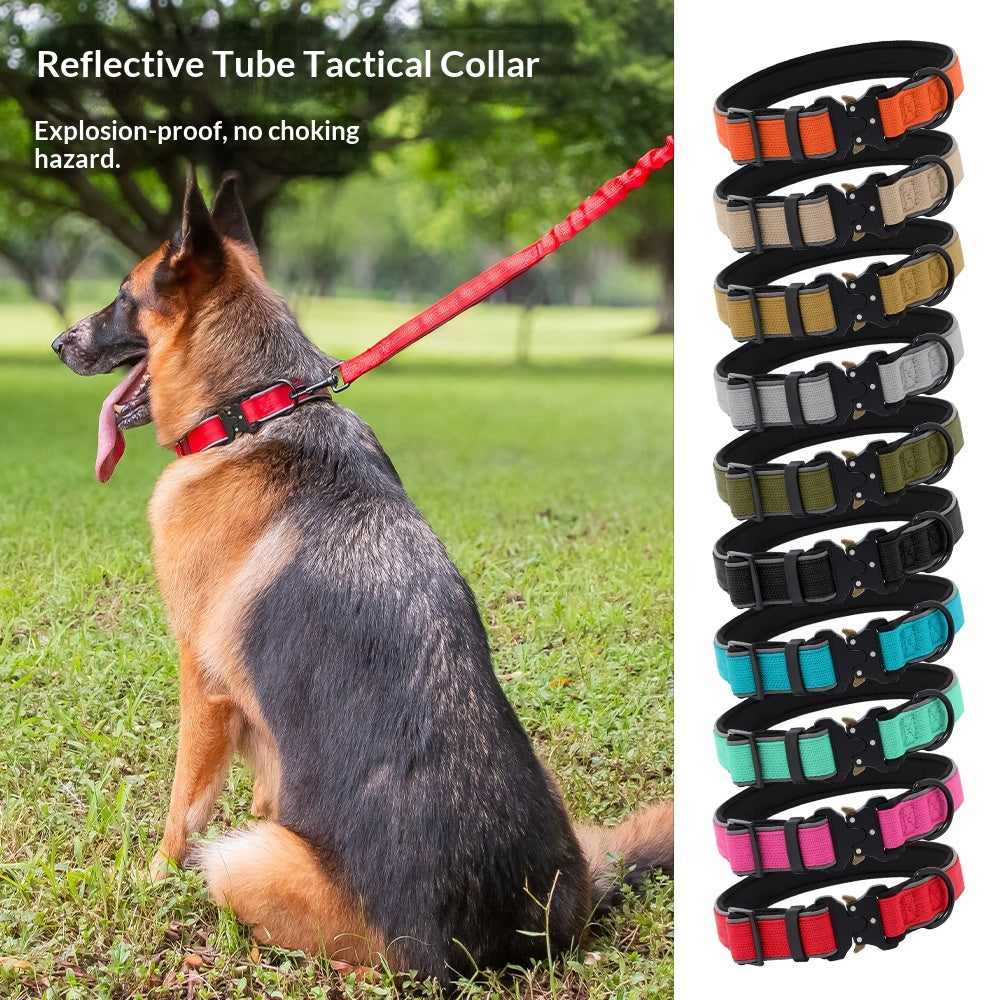 Tactical Dog CollarHarness Reflective Adjustable