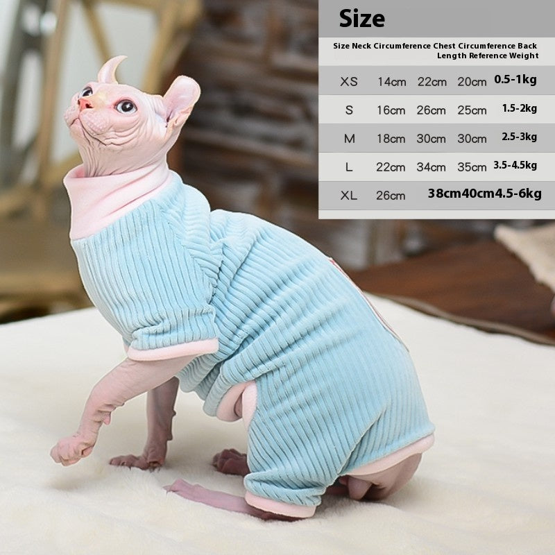 Hairless Cat Autumn And Winter Warm Double-sided With Velvet Pet Cat Clothes