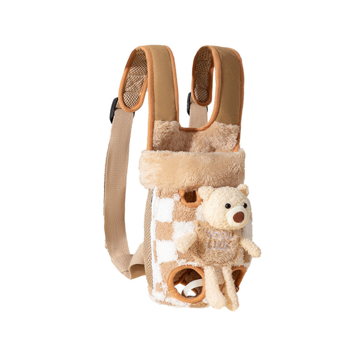 Fleece Pet Carrier Backpack For Small Dogs Cats, Front Facing Dog Carrier Bag With Ergonomic Support, Warm Plush Puppy Carrier With Wide Leg Openings