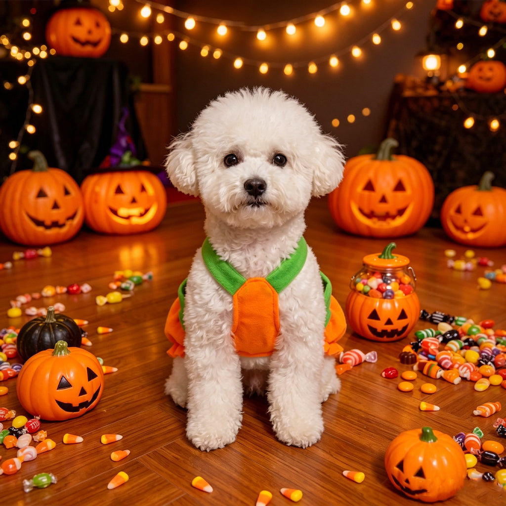Halloween Pumpkin Pet Costume Dress, Funny Pumpkin Transform Outfit, Adjustable Harness Dress For Small Dogs Cats, Cute Halloween Party Cosplay