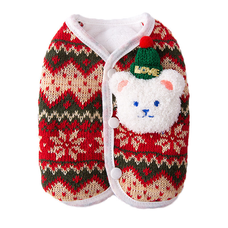 Dog Sweater For Small Dogs Cute Bear Pattern Doggie Clothes Winter Warm Puppy Coat Chihuahua Yorkie Holiday Birthday Outfits Halloween Christmas Small
