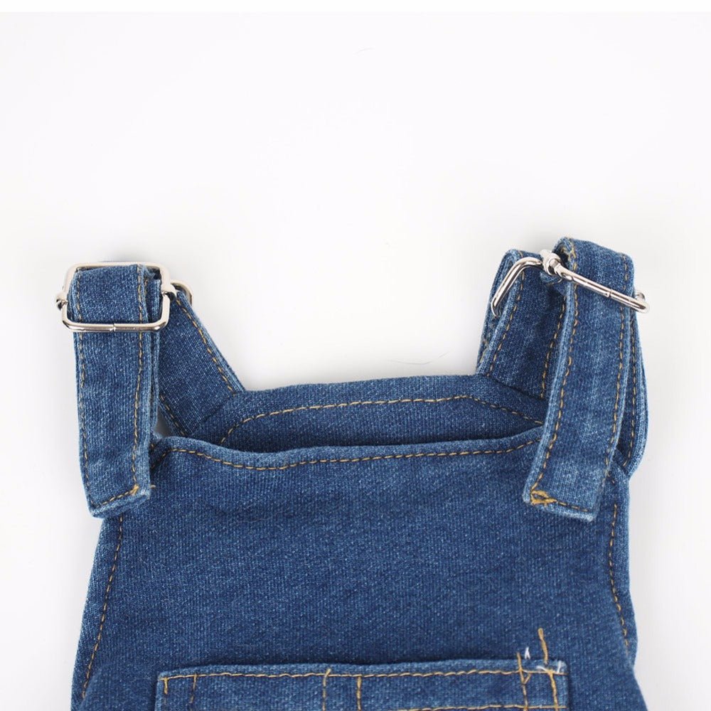 Washed denim pet overalls