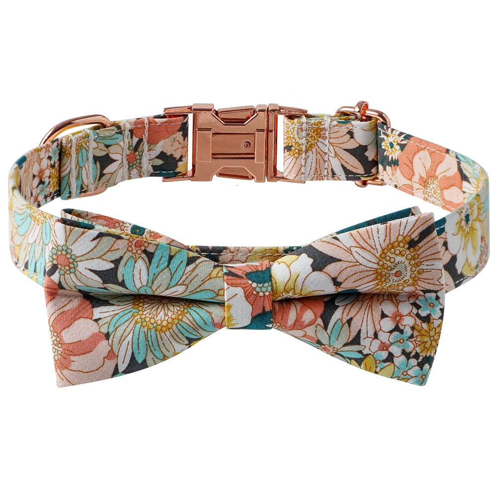 Floral Cotton Dog Collar Rose Buckle