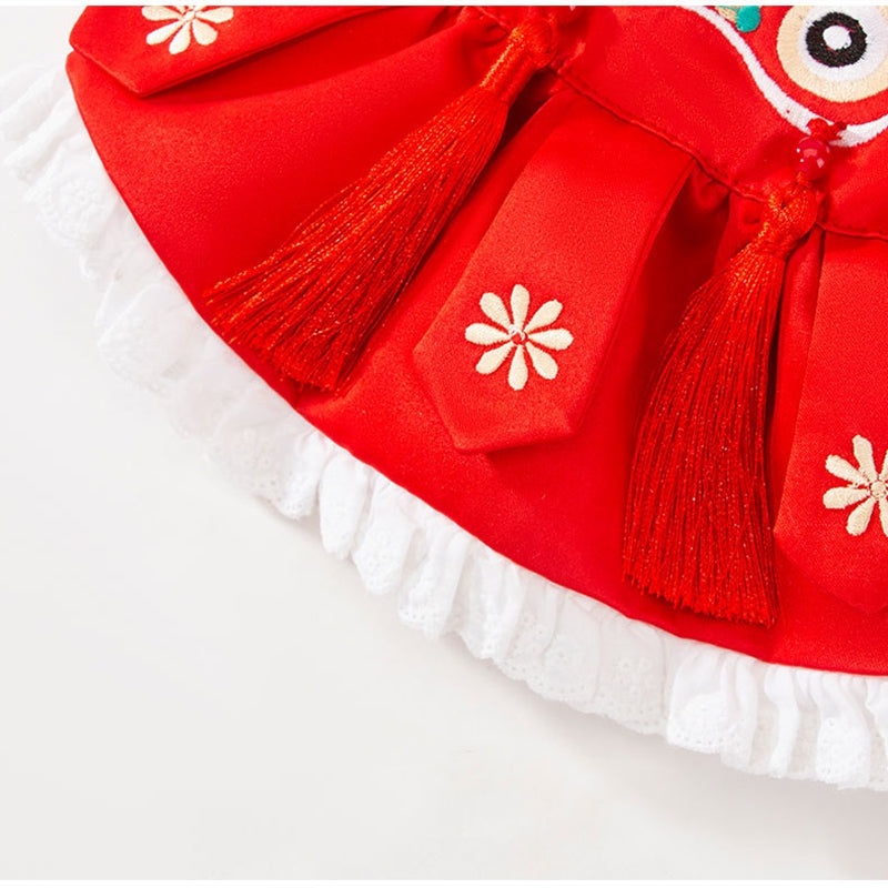 New Year Pet Tang Suits, Lion Dance Couple Cotton-padded Clothes, Festive Dog Clothes, Cat Two-legged Warm Dog Clothing