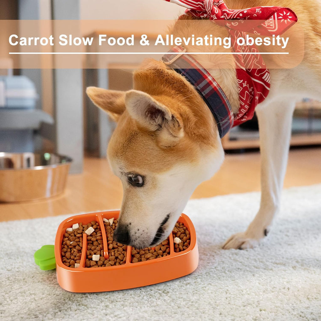 Slow Feeder Dog Bowl, Dog Food Bowl For Small & Medium-Sized Dogs, Carrot Design Dog Bowls,Non-Slip Dog Slow Feeder Bowls, Pet Slow Feeder Bowl For