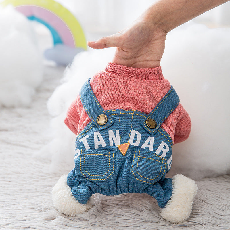 Dog clothes denim overalls